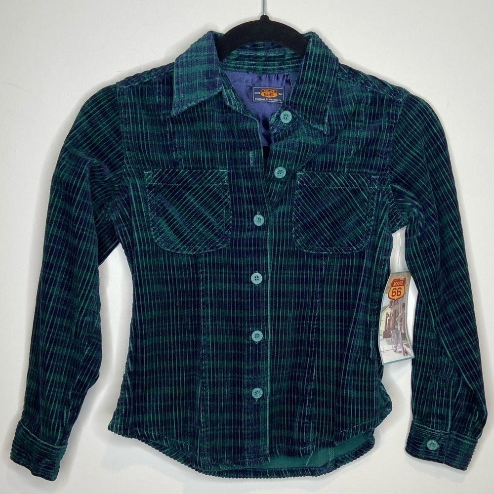 NWT Route 66 green corduroy button down‎ Sz 7/8
